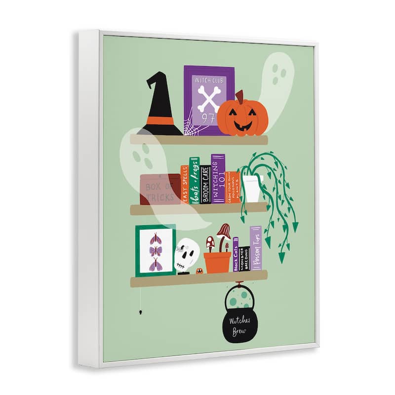 Stupell Witchy Halloween Bookshelf Framed Giclee Art Design By Sazerelli Designs