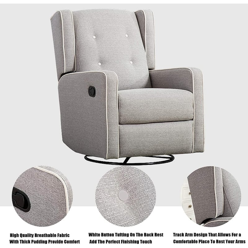 Swivel Rocker Recliner Chair, Nursery Glider Chair, Nursery Rocking Chairs, Manual Reclining Chair