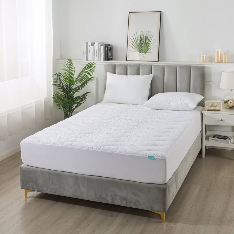 Waverly Waterproof Wave Stitched Mattress Pad - White