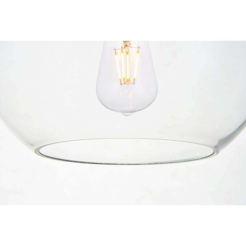 Brad 1-Light Plug in Pendant with Clear Shade - Black - 8" Diameter