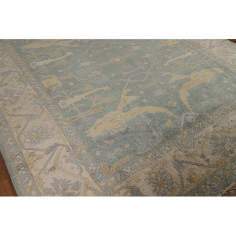 Blue Oushak Indian Area Rug Handmade Wool Carpet - 8'4"x 9'9"