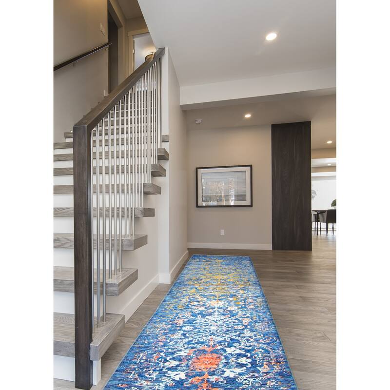 ECARPETGALLERY Hand-knotted Heritage Blue Silk, Wool Rug - 2' 7" x 17' 10"