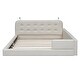 preview thumbnail 6 of 16, Queen Size Upholstered Platform Bed with 2 Reading Lights, White
