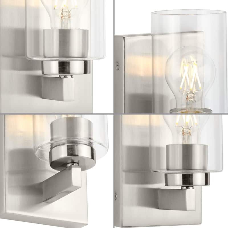 Goodwin Collection One-Light Brushed Nickel Modern Vanity Light with Clear Glass - Small