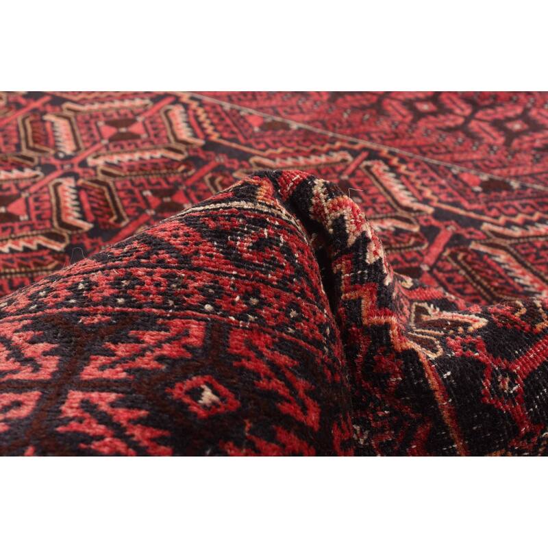 ECARPETGALLERY Hand-knotted Baluch Red Wool Rug - 2'11 x 6'4