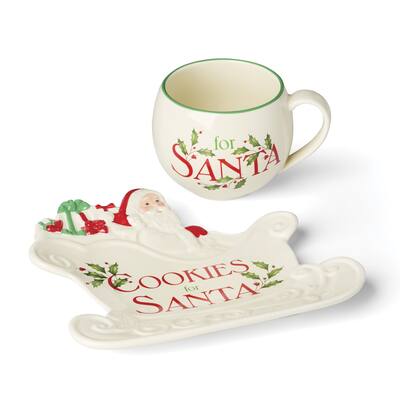 Lenox Holiday Cookies & Milk for Santa 2-Piece Set