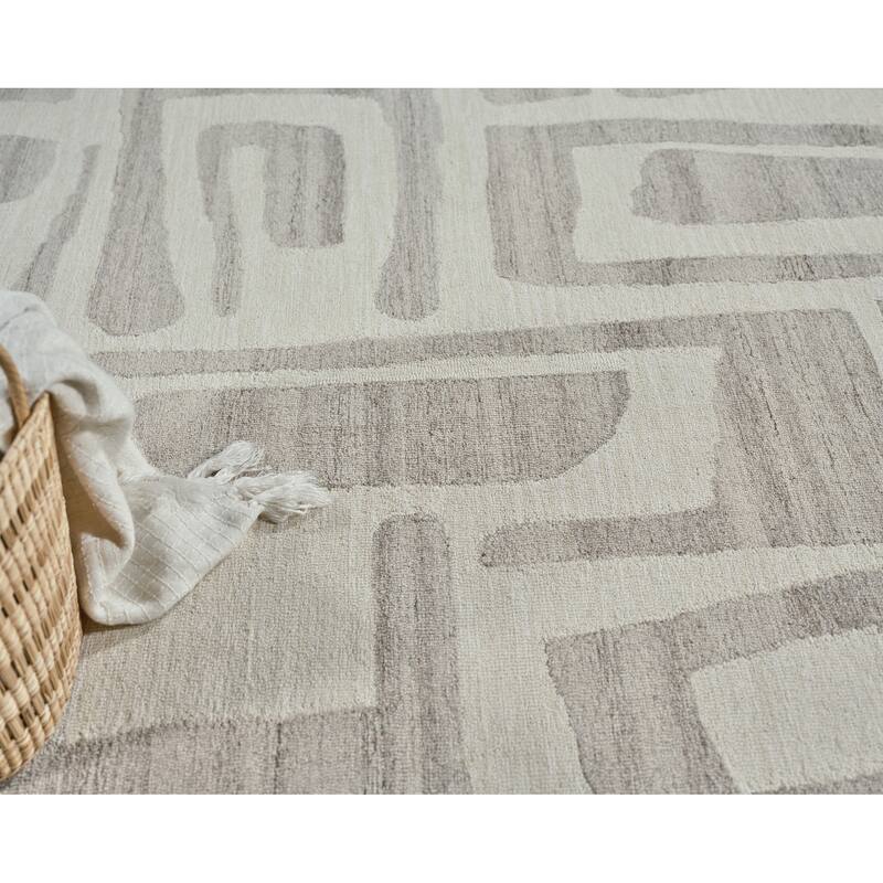 Exquisite Rugs Carmel Handmade Hand-tufted New Zealand Wool on Canvas Ivory/Beige Area Rug