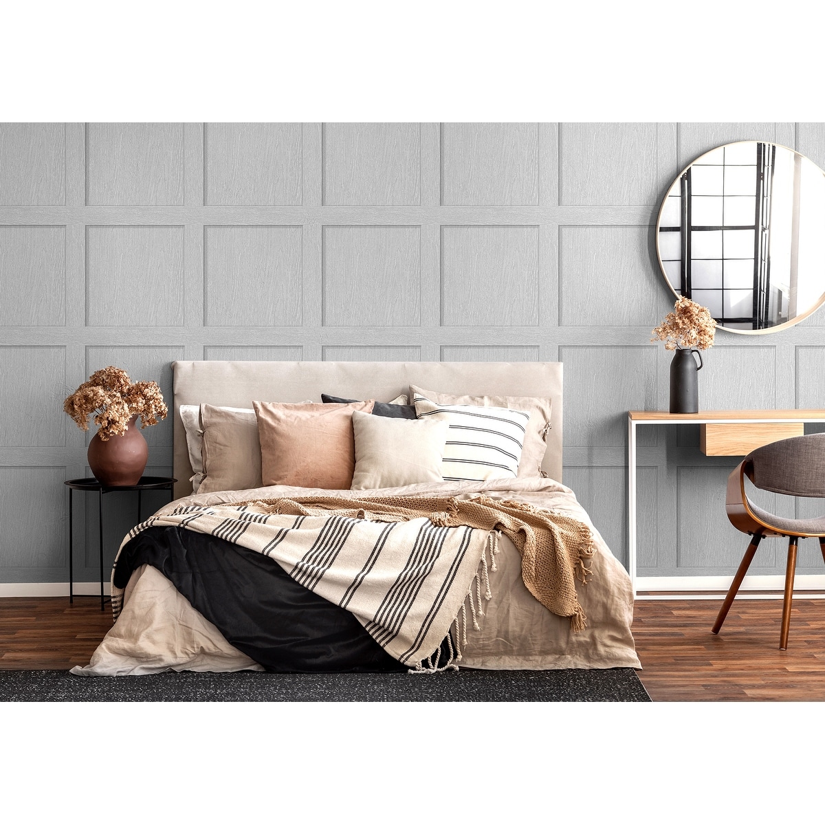 Stanley Grey Plywood Texture Wallpaper - Bed Bath & Beyond - 29735806