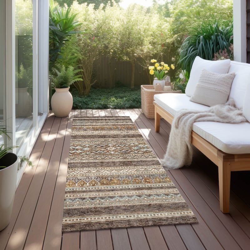 Machine Washable Indoor/ Outdoor Chantille Tribal Boho Rug