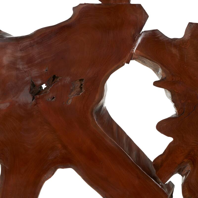 Brown Teak Wood Handmade Tall Live Edge Freestanding Room Divider Screen with Large Tree Trunk Pieces