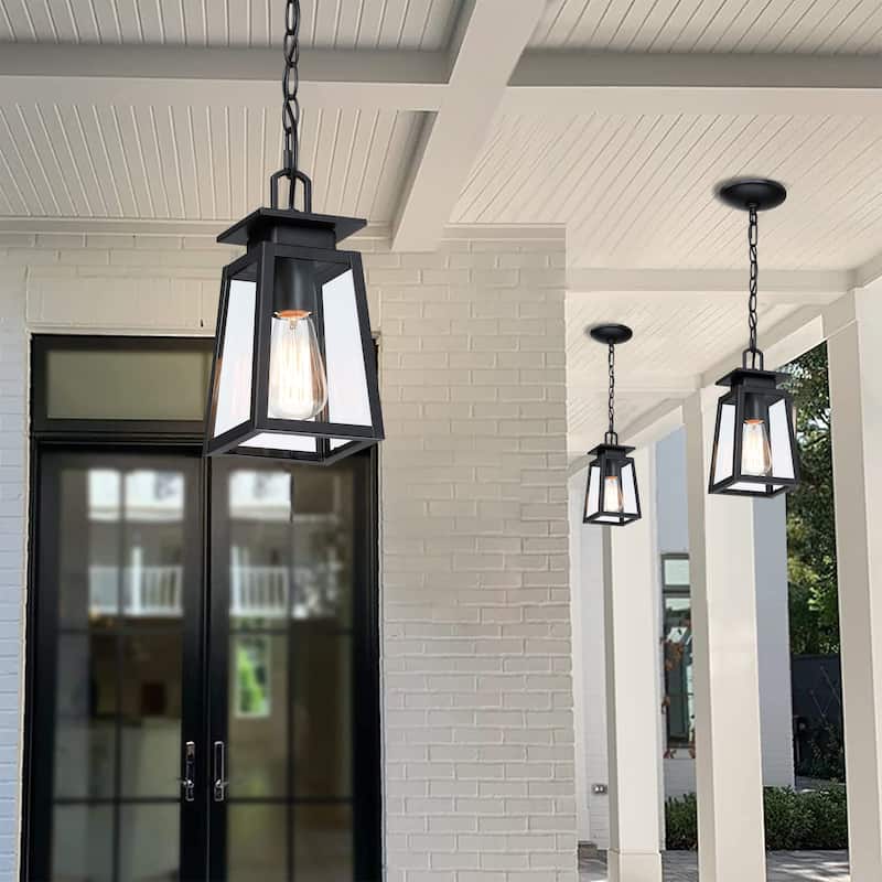 1-Light Outdoor Lantern Pendant Light (4 Pack) - Matte Black