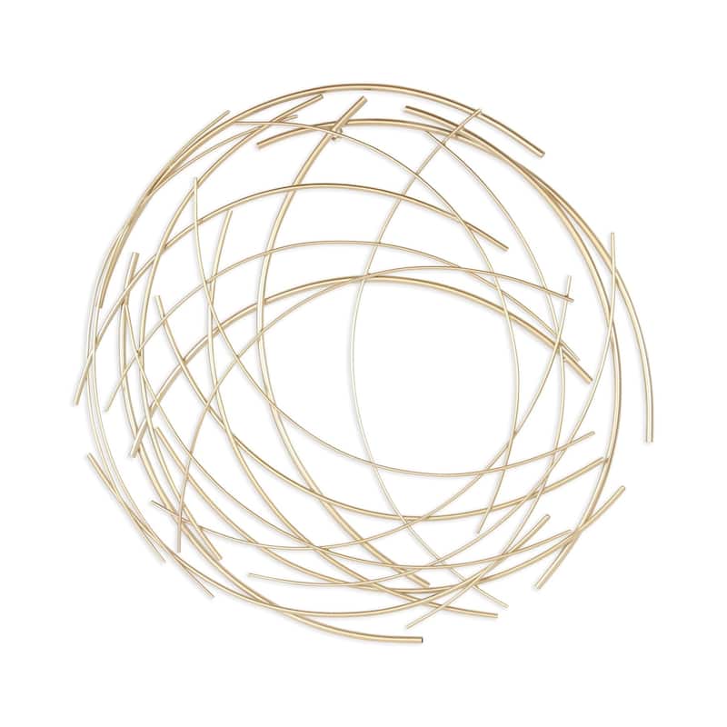 HomeRoots 26" X 26" Gold Abstract Metal Circle Hanging Dimensional Sculpture