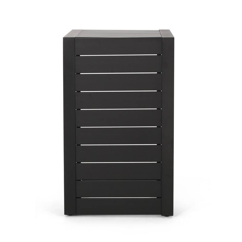 Roomfitters Modern Outdoor Side Table with Slatted Aluminium Frame, Weather-Resistant Accent Table for Patio