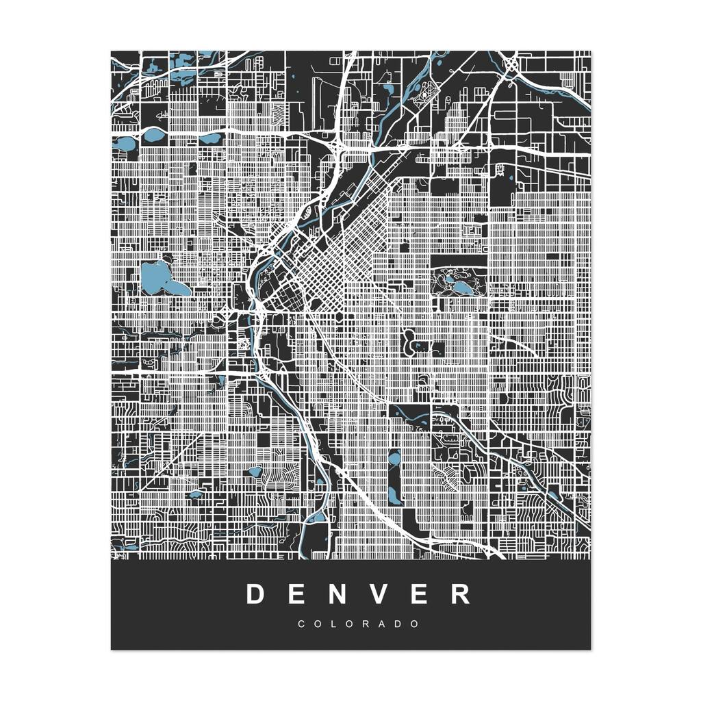 Denver Colorado DENVER City Map Colorado US Maps Art Print/Poster