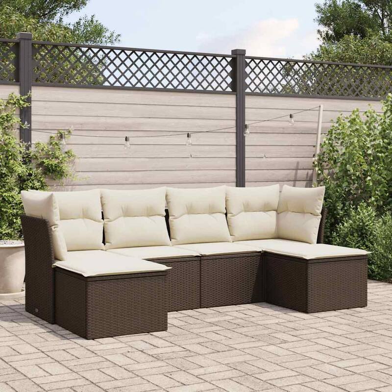 vidaXL Garden Sofa Set Brown and Cream White - 21.7 x 21.7 x 14.6