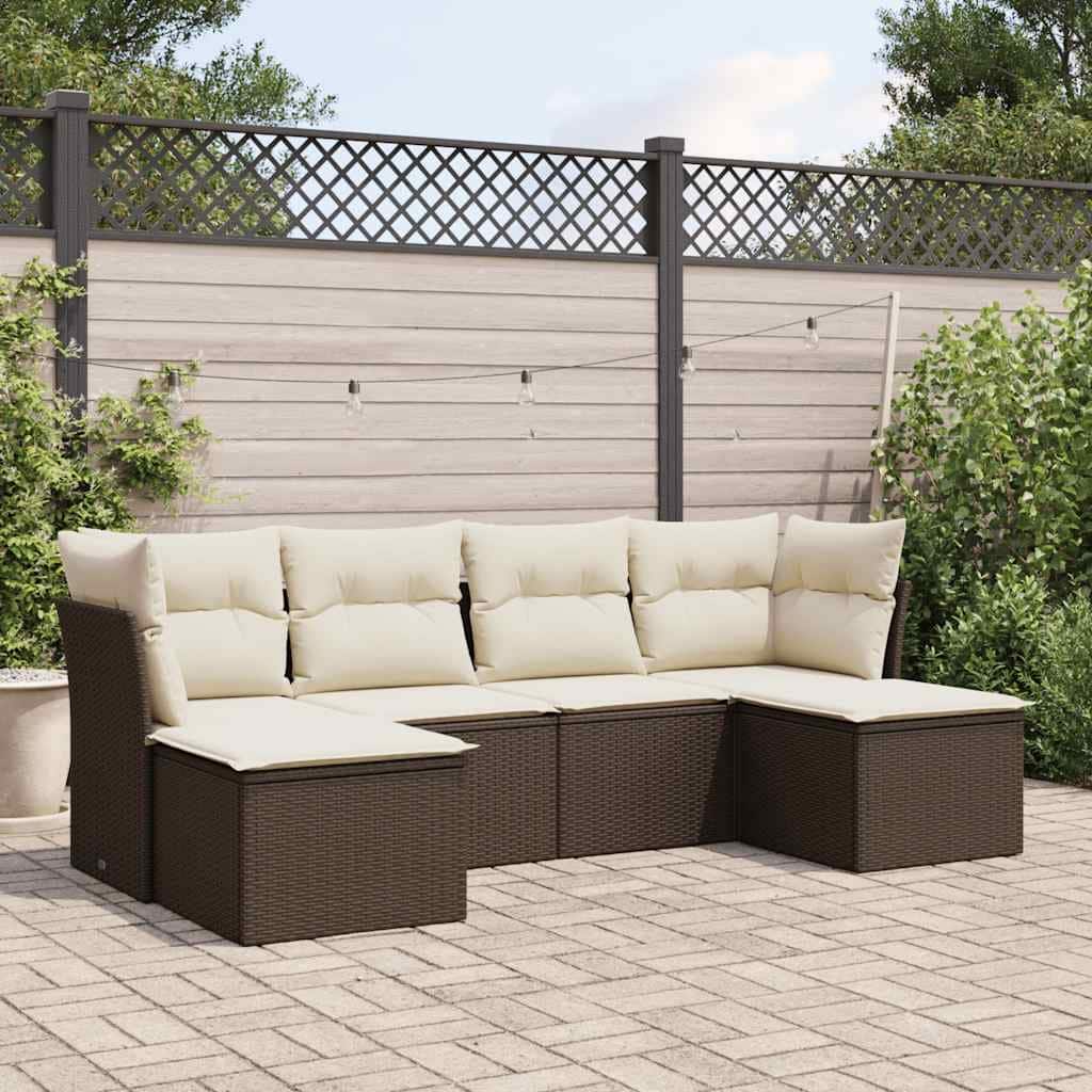 vidaXL Garden Sofa Set Brown and Cream White - 21.7 x 21.7 x 14.6