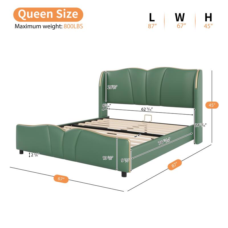 Modern Upholstered Bed Frame with Head board and Footboard