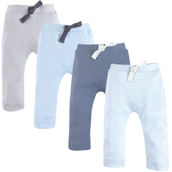 slide 1 of 1, Touched by Nature Baby Boy Organic Cotton Pants 4pk, Lt. Blue Gray 0-3 Months - Lt. Blue Gray