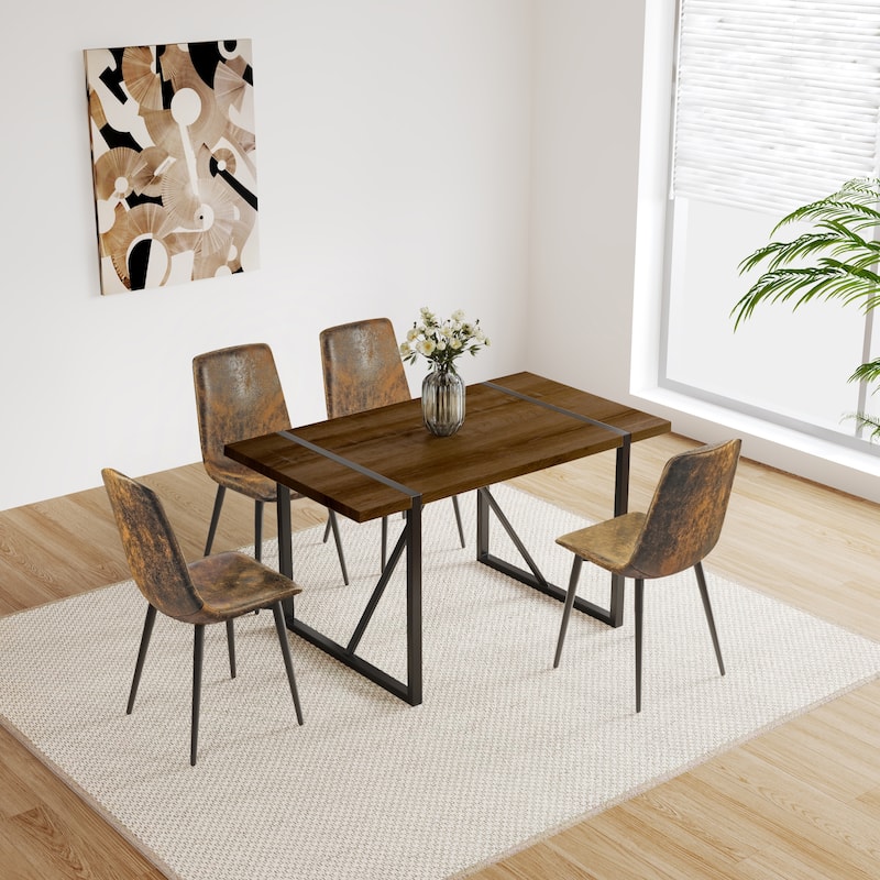 55"Rustic Industrial Rectangular Dining Table For 6 Person