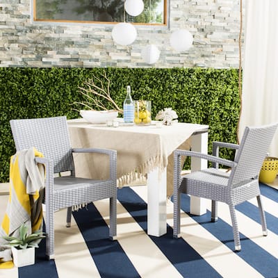 SAFAVIEH Kelda Stacking Grey Arm Chair (Set of 2) - 22" W x 23" D x 33.8" H