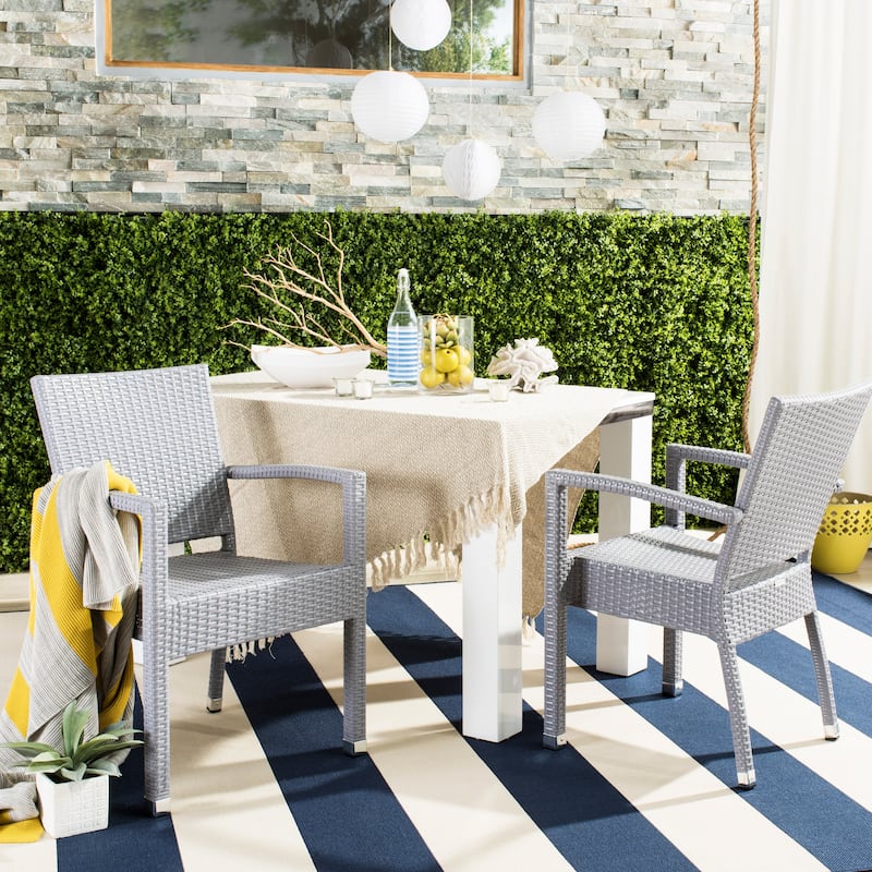 SAFAVIEH Outdoor Nautica Arm Chair (Set of 2) - 22W x 34D x 23H - Grey