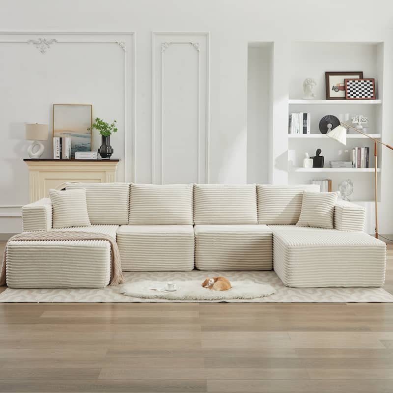 106" Cloud Sectional Couch Double Chaise Lounges,Deep Seat Modern Modular Sofa For Living Room,No Assembly Required