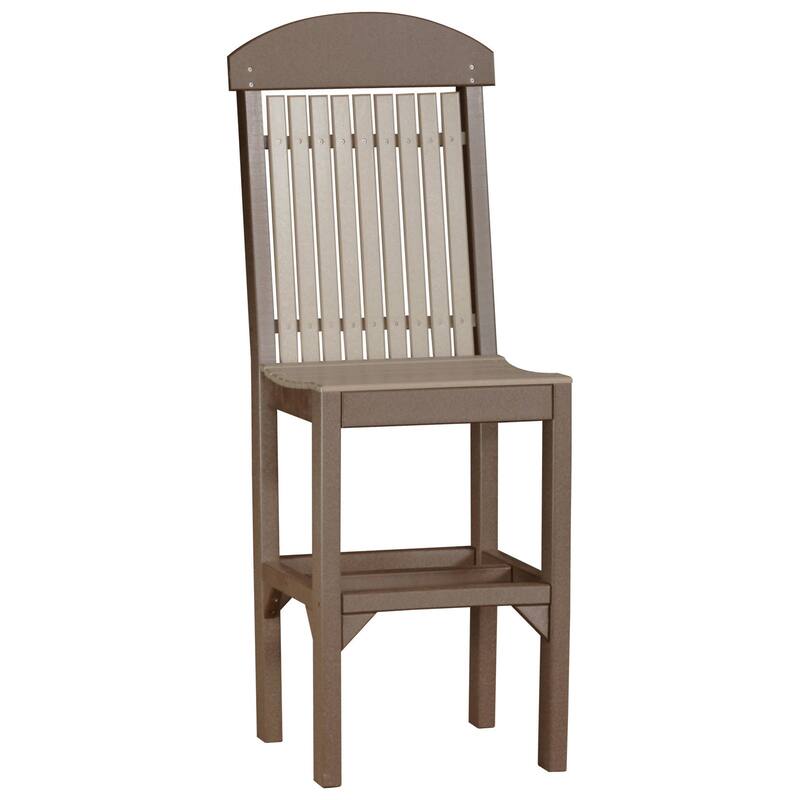Set of 4 Poly Lumber Classic Dining Chairs - Side Chair - Weatherwood & Chestnut Brown - Extra Tall
