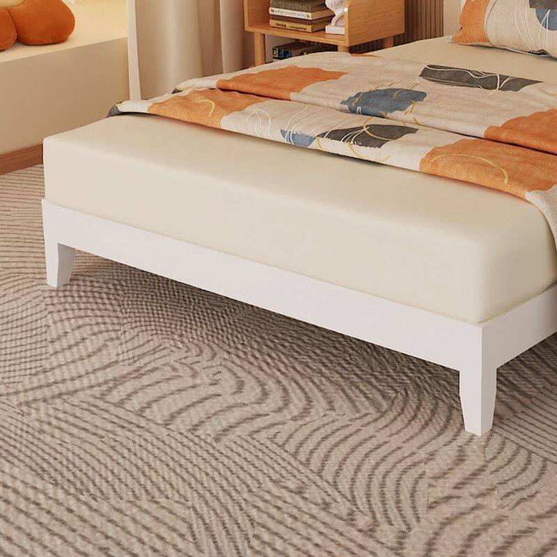 Twin Size Deluxe Bed Frame with Headboard with Solid Wood, No Box Spring Needed, Easy Assembly, White