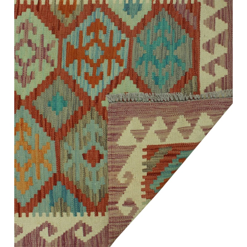 Hand-Woven Sangat Kilim Gulshakh Purple/Ivory Runner - 2'8" x 9'5"