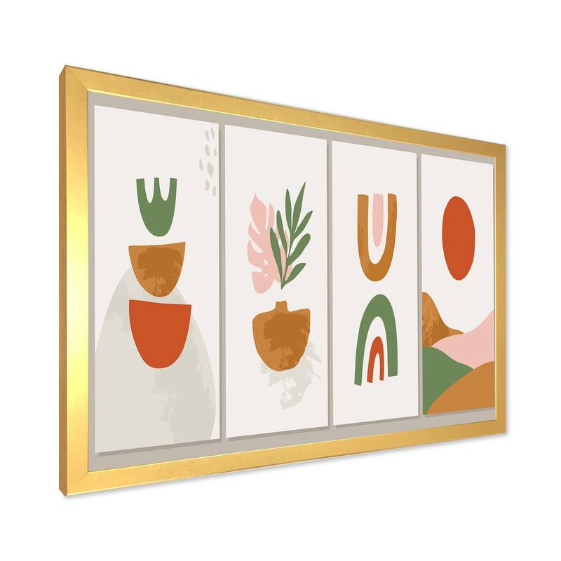 Designart "Minimalistic Compostion of Organic Shapes VI" Modern Framed Art Print