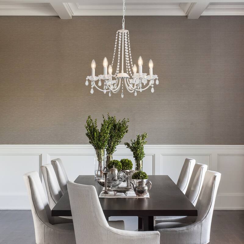 6-Light Classic Chandelier with Crystal Accents for Kitchen Study