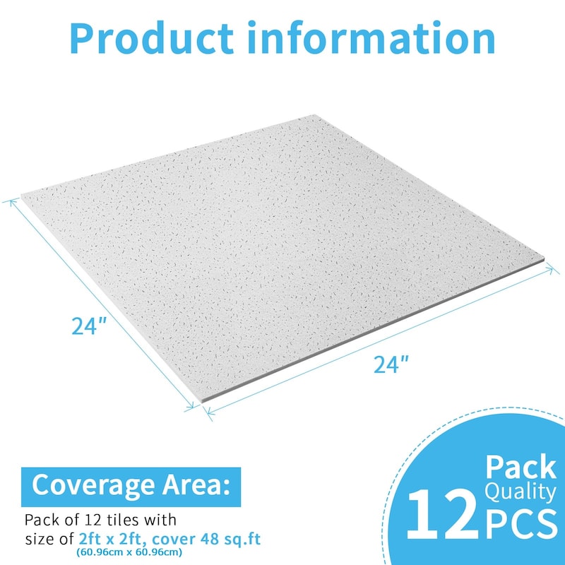 Art3d Flexible PET Sound Panels, 24x24 Inch, 12 Tiles, Off-White