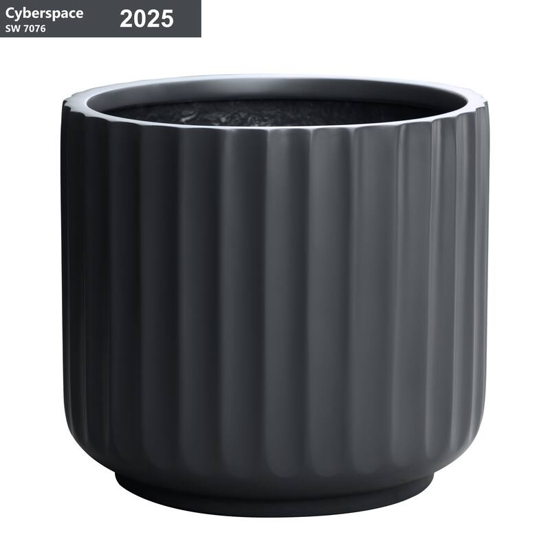 DreamPatio Garland Fiberstone Planter - 11.5"diax10.5"H - Charcoal