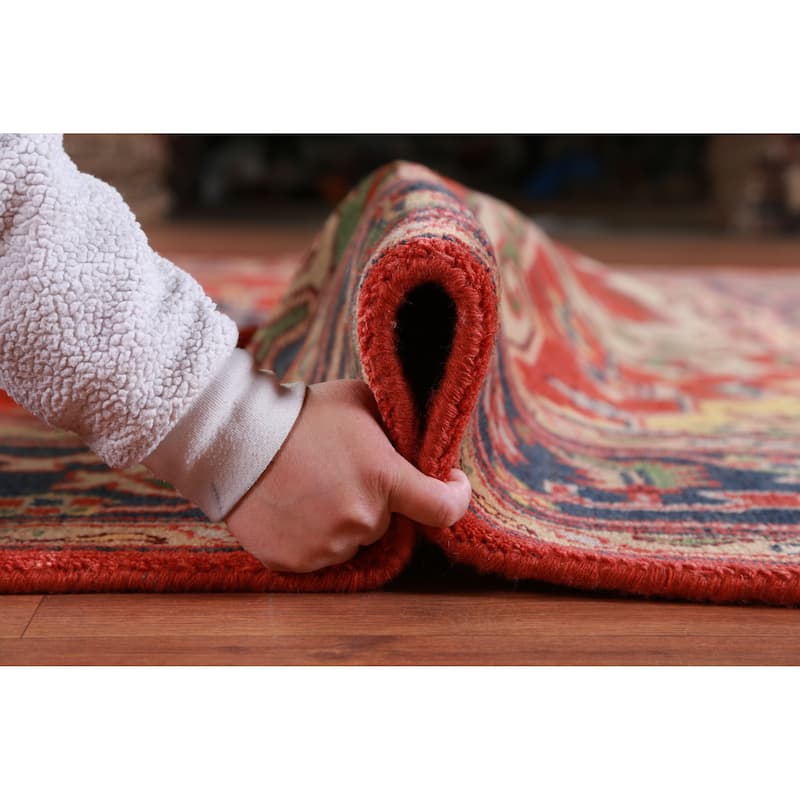 Hand Knotted Oriental 100% Wool Carpet Traditional Medallion Oranges & Rust Heriz (serapi) Area Rug - 11' 10'' X 9' 1''