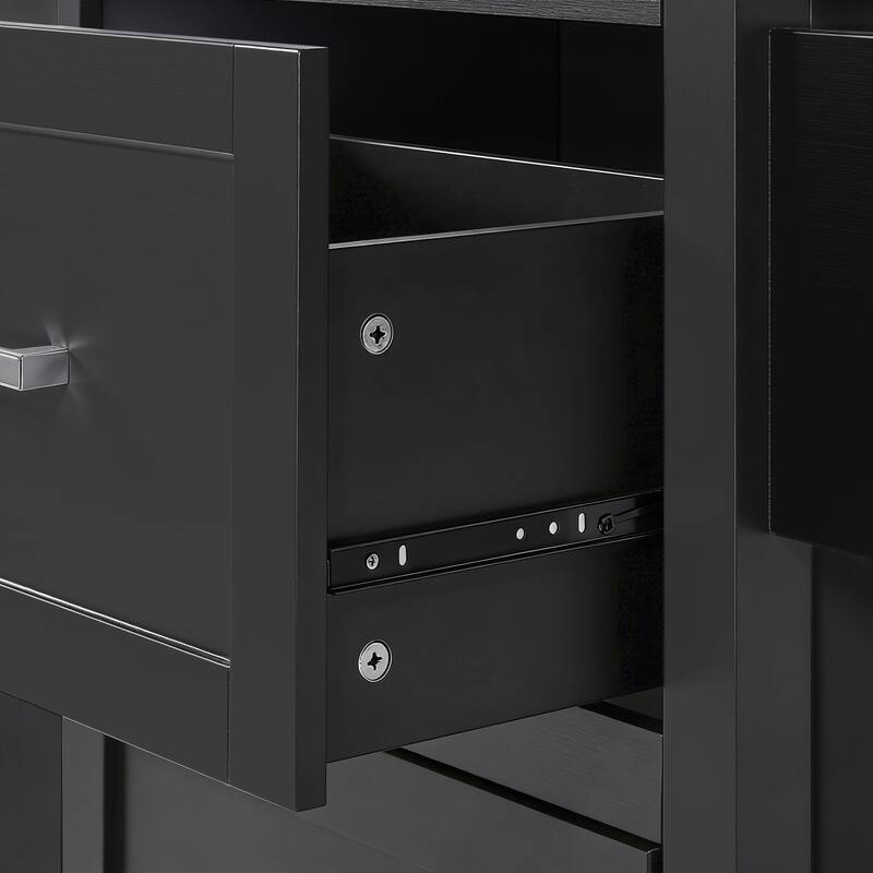 53 Inch Kitchen Island Cart with Thick Desktop Drawers Spice and Towel Racks