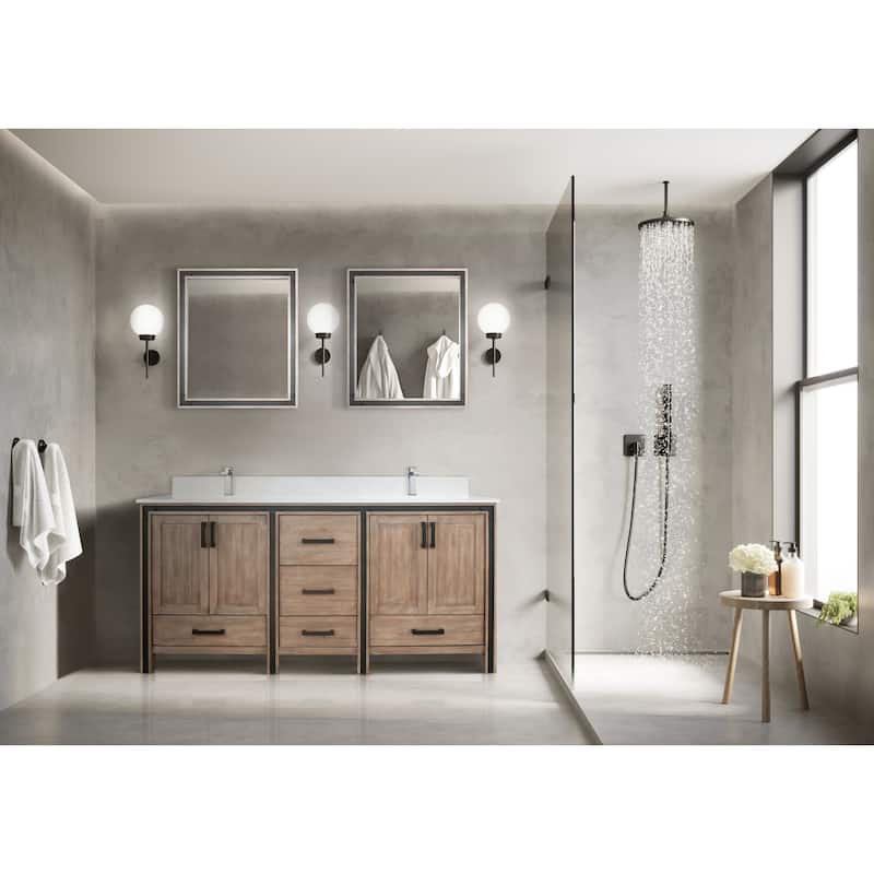 Ziva 72 in W x 22 in D White Double Bath Vanity, White Quartz Top, Faucet Set and 30 in Mirrors