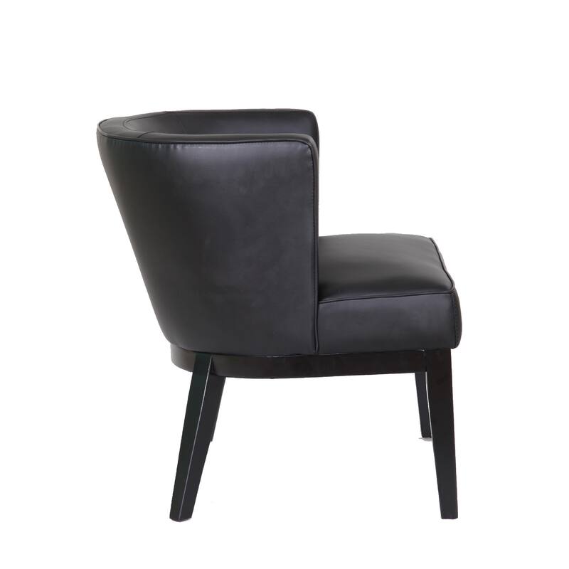 Yoma Reception Guest Chair, Smooth Black Vinyl, Rounded Backrest