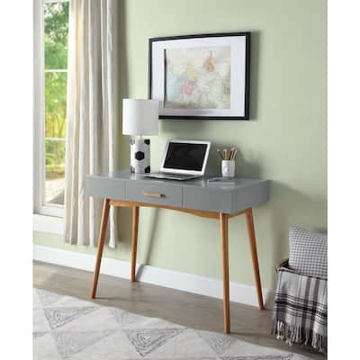 Classic 1 Drawer Desk - White & Light Oak, Solid Wood Legs, Compact Home Office Desk