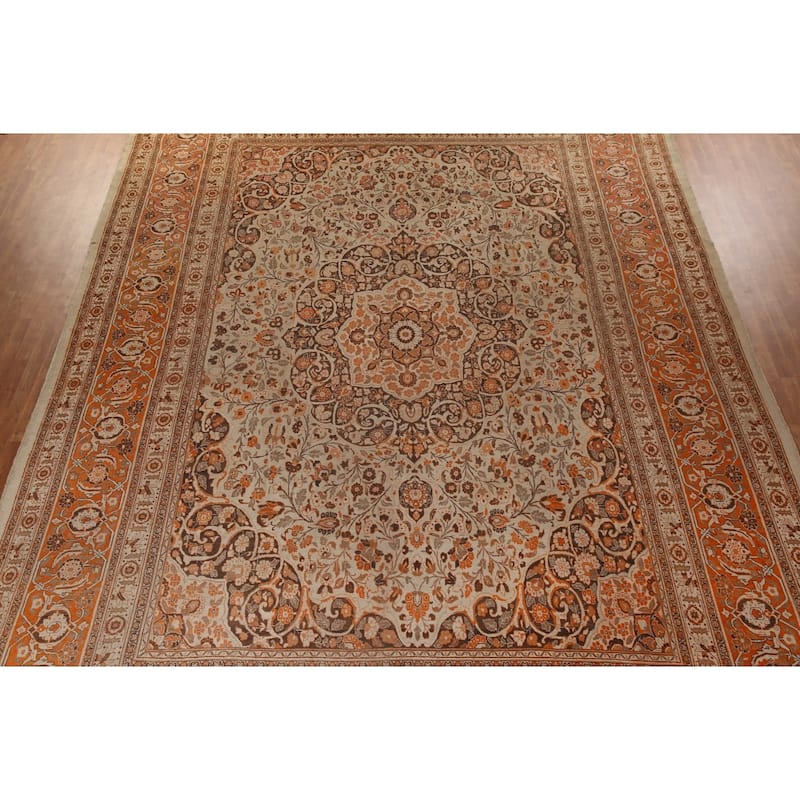 Antique Tabriz Haj Jalili Persian Rug Handmade Floral Wool Carpet - 13'5" x 18'9"