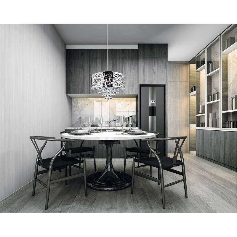 Eternity 9 Light Drum Shade Chandelier With Chrome Finish - Stainless Steel