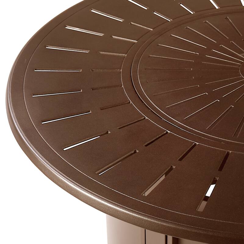 Aluminum Outdoor 44 in. Round Propane Fire Table with Fire Beads, Lid and Fabric Cover, 57,000 BTUs in Antique Copper Finish