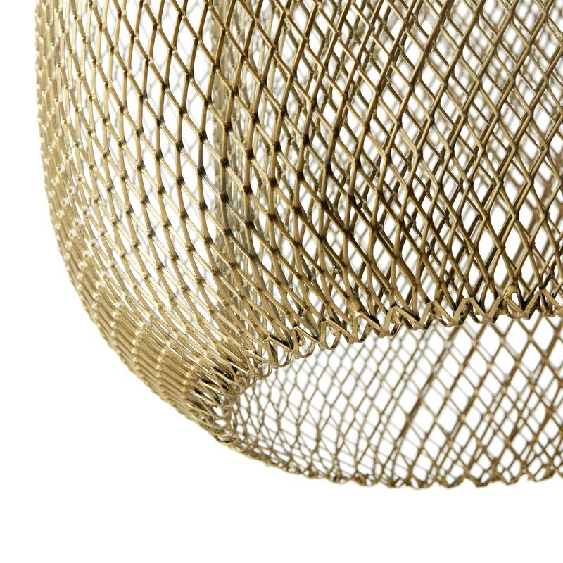 River of Goods Gold Metal Mesh Cylinder 12-Inch Pendant Light with Adjustable Hanging Cord - 12'' x 12'' x 80''