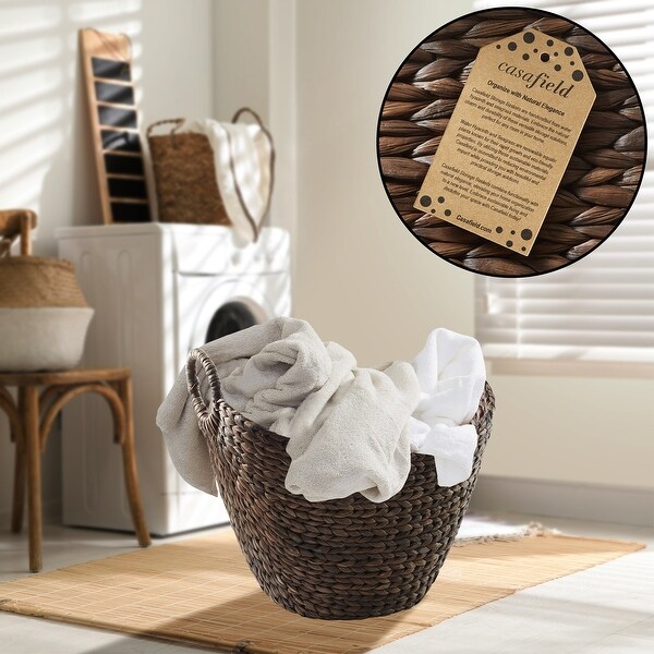 Large Water Hyacinth Boat Basket for Laundry Espresso - Brown