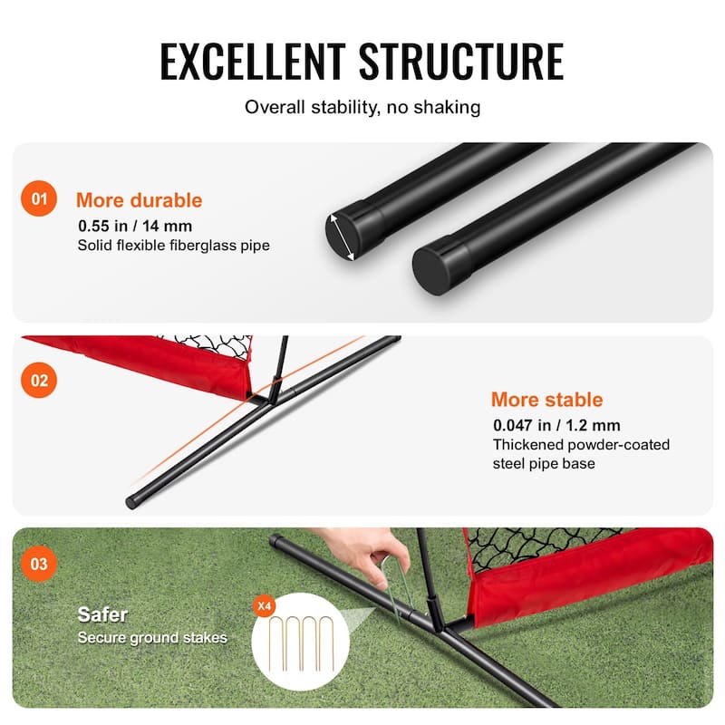 12 x 9 Feet Portable Compact Barricade Backstop Netting with Steel Pipe Frame and Carry Bag