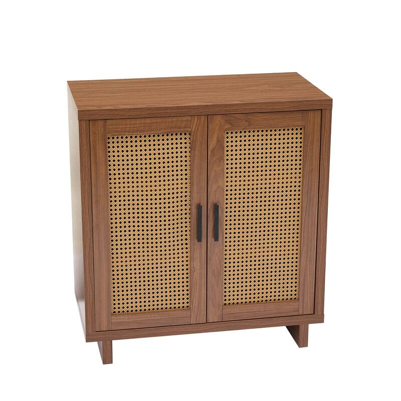 Farmhouse Woven Rattan Sideboard Accent Cabinet