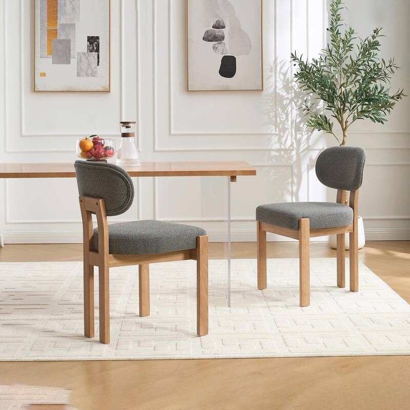 Wooden Dining Chairs Set of 2, Modern Fabric Upholstered Dining Room Chair