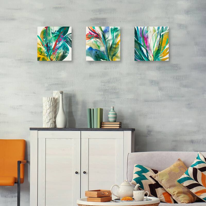 Agave & Bird of Paradise & Palm Leaves Canvas Art Prints