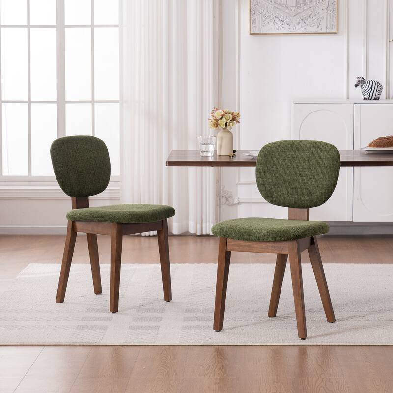 Set of 2/4/6 Mid-Century Modern Upholstered Dining Chairs - Green - Set of 2