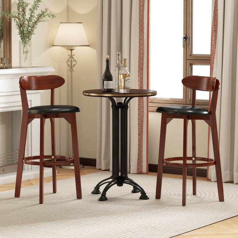 Costway 30.5" Bar Stool Set of 2/4 with Curved Backrest & Footrest - See Details