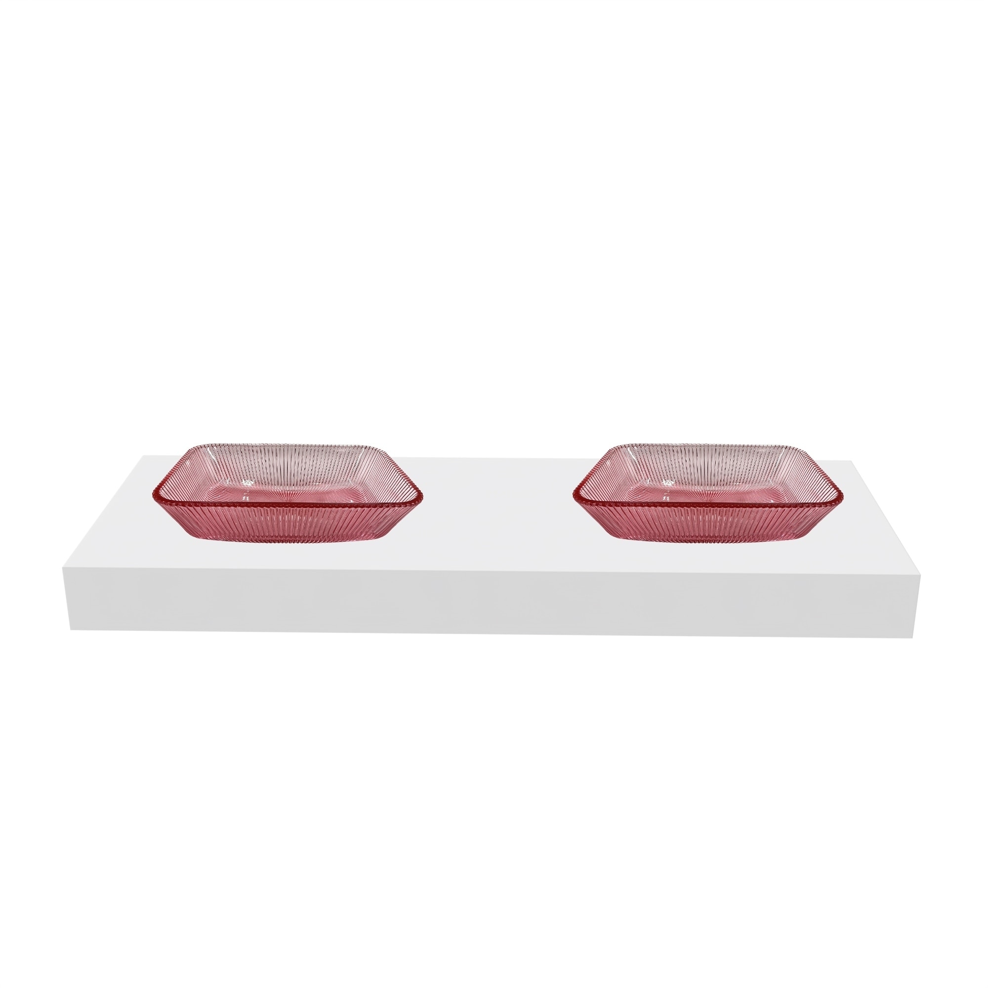 CastelloUSA 18" Rectangle Decorative Pink Crystal Sink With Base